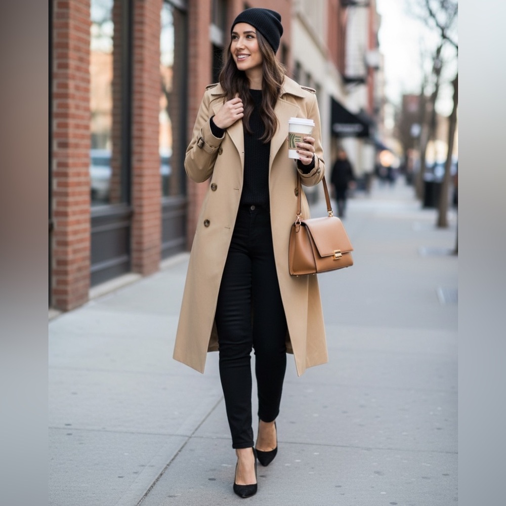 Lands' End Tan Trench Coat
